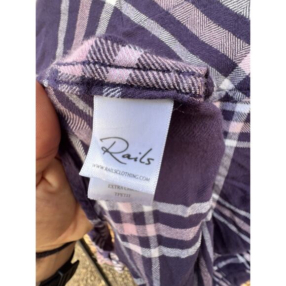 Rails XS Purple Plaid Button Down Long Sleeve Casual Shirt Top - Picture 5 of 8